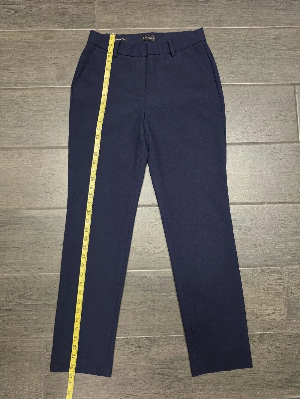 TALBOTS Cambridge Pull On Dress Pants 2 Navy Blue Stretch Straight Leg